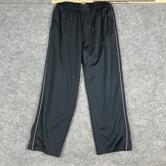 Reebok Track Pants Mens Size L Black Stripe Lightweight Athletic Drawstring - Picture 1 of 10